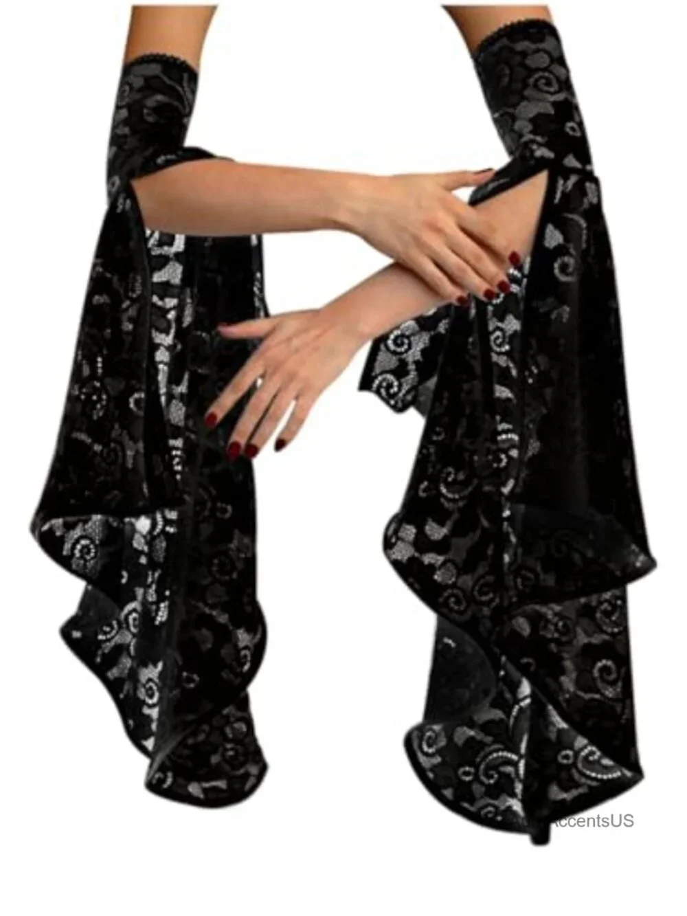Gothic Lace Arm Sleeves Victorian Vampire Witch Gloves Cosplay Accessory